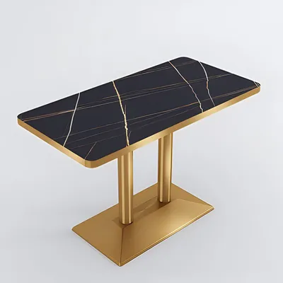 Image de 360Home Longue table, table à manger, table basse, table de bar, bureau, noir or, 120 * 60 * 75 cm