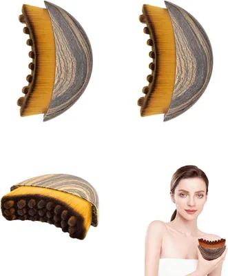 Image de Brosse faciale pour drainage lymphatique, lot de 2, en fibres d'alpaga, pour les soins de la peau