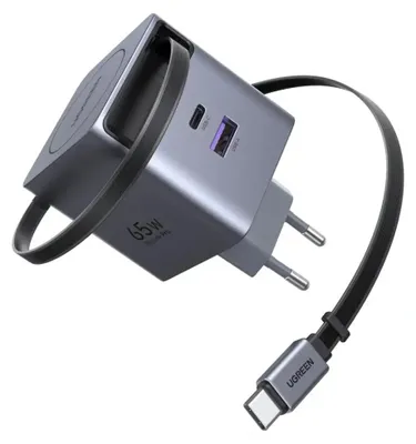 Image de Chargeur Ugreen Nexode GaN Infinity USB-A + USB-C 65W Gris