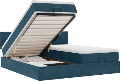 Obrázek produktu pro vidaXL Osmanská postel s matracemi tmavě modrá 180x200 cm sametová