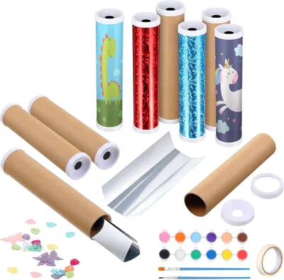 Productafbeelding van Sinmoe 12 Kaleidoscoop knutselset voor kinderverjaardag - 12 DIY kaleidoscoop 4 sets 12 kleuren 3ml acrylverf 12