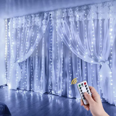 Immagine prodotto di Tenda luminosa di 3 metri x 3 metri, con 300 LED, catena luminosa USB con 8 modalità