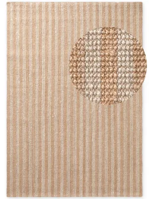 Image de Tapis en jute "Amber" de Elle Decoration, couleur naturelle crème et or, tissé à la main, robuste, style bohème