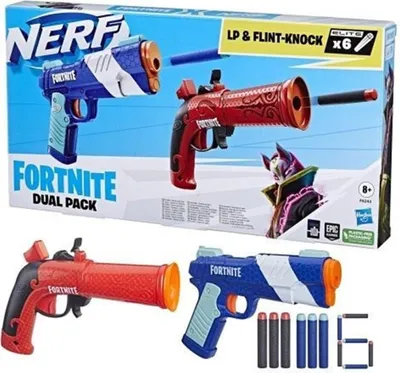 Zdjęcie produktu dla Nerf. Dwie wyrzutnie Fortnite LP i Flint-Knock + strzałki
