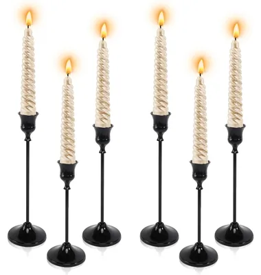 Image de Chandelier bougeoir - Porte-bougie en métal - 22, 19 et 16 cm - Noir - Set de 6 pièces