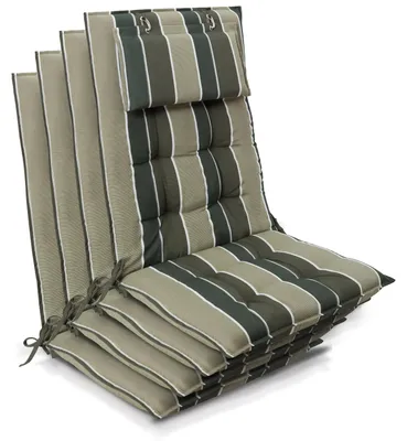 Produktbild von Beautissu 4er Set Sun-HL Hochlehner Auflage 120x50x8cm Grün-Gestreift