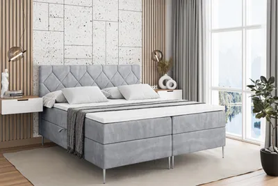 Produktbild von ALTDECOR  Boxspringbett mit Silber Füßen, Matratze und Lattenrost, Boxbett, Topper, Polsterbett mit Bettkasten, Bett mit Stauraum H3-Matratze, Doppelbett - CATOR-FS- 120x200 - Grau Monolith 84