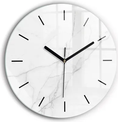 Produktbild von Wallfluent Große Wanduhr – Stilles Quarzuhrwerk - Uhr Dekoration Wohnzimmer Schlafzimmer Küche - Zifferblatt mit Striche - schwarze Zeiger - 60 cm - Dekorativer Marmor
