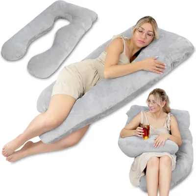 Produktbild von schwangerschaftskissen stillkissen xxl Seitenschläferkissen pregnancy pillow groß komfortkissen U Form Lagerungskissen schlafkissen abnehmbarem Bezug Seitenschläfer 135 cm