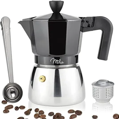 Espressokocher 6 Tassen, Induktion, Alu/Edelstahl, schwarz