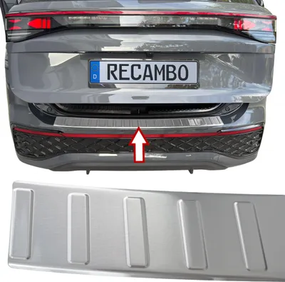Image de Protection de seuil de chargement en acier inoxydable mat, compatible avec la VW Tayron à partir de l'année-modèle 2024