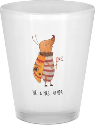 Produktbild von Mr. & Mrs. Panda Schnapsglas Nachtfalter Fähnchen - Transparent - Geschenk, Süß, Spruch Witzig, Pinnchen, Stamperl, Likör Glas, Lustig, Tiermotive, Schnaps, Shotglas