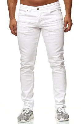 Produktbild von Elara Herren Jeans Slim Fit Hose Denim Stretch 16533-Weiss-32W / 30L