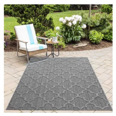 Produktbild von Teppich für Balkon, Küche, Terrasse, Außenbereich, Innenbereich, skandinavisches Design, Grau 240 x 340 cm