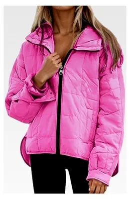 Produktbild von Damen Winterjacke mit Kapuze, Steppjacke, Thermojacke, einfarbig, Übergangsjacke mit Tasche, Pufferjacke, warm, Kapuzenpullover, Daunenjacke, gepolsterter Mantel