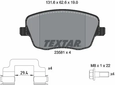 Produktbild von Textar Bremsbeläge vorne für Seat Ibiza IV V Skoda Fabia + Kombi VW Polo 9N