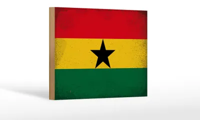 Produktbild von Holzschild Flagge Ghana 18x12 cm Flag of Ghana Vintage Dekoration