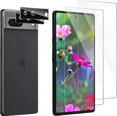 A product shot showing a Google Pixel phone case and screen protectors.