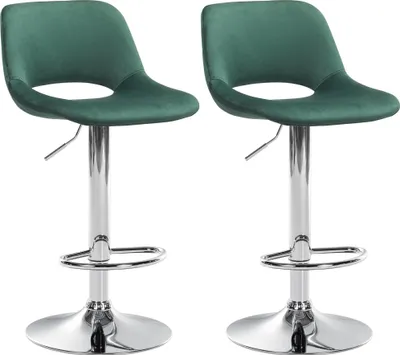 Produktbild von CLP 2er Set Barhocker Camden Samt drehbar und höhenverstellbar grün Material Gestell Metall in Chromoptik