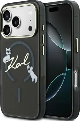 Obrázok produktu pre Kufor Karl Lagerfeld IML Choupettes s logom Karl Script a MagSafe pre iPhone 17 Pro Max - čierny