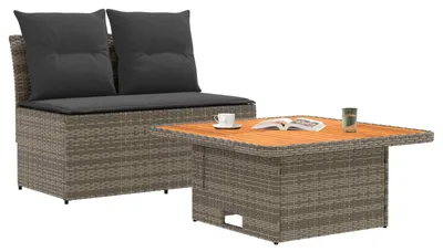 Produktbild von vidaXL 2 Stück Garten Mittel Sofa Mit Hochklapptisch Poly-Rattan