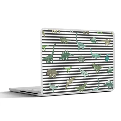 Produktbild von MuchoWow® Laptop Aufkleber Sticker Cover Kinderzimmer - Dinosaurier - Schwarz - Jungen - Mädchen - Kinder 31x22.5 cm - Laptop-Deko