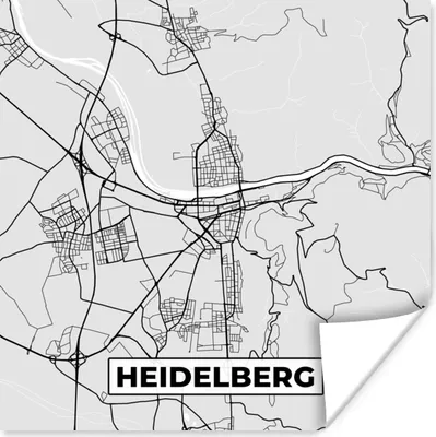 Produktbild von MuchoWow® Poster Karte - Deutschland - Heidelberg - Karte - Stadtplan 75x75 cm - Wand Dekoration