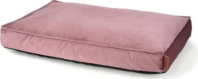 A pink cushion on a white background.