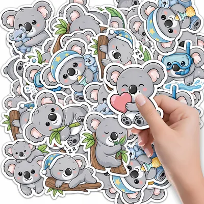 Obrázek produktu pro SAMOLEPKY ŠTÍTKY NA SEŠIT 10 ks - Zvíře Medvěd KOALA Zvířata