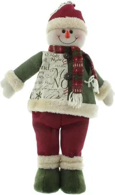 Produktbild von Mel-O-Design Schneemann stehend Weihnachtsdekoration Winterdekoration Rot 26 cm x 48 cm x 13 cm