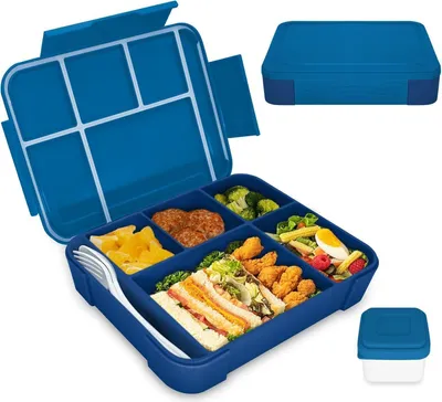 Immagine prodotto di IJIAMY portapranzo per bambini con scomparti 1300ml blu navy Facile da trasportare e a prova di perdite