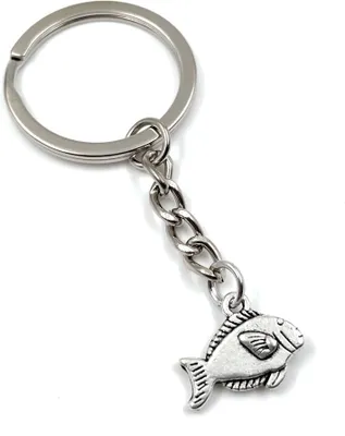 Produktbild von Onwomania Karpfen Fisch Schlüsselanhänger Metall Glücksbringer in Alu Geschenkbox, ideal zum Verschenken