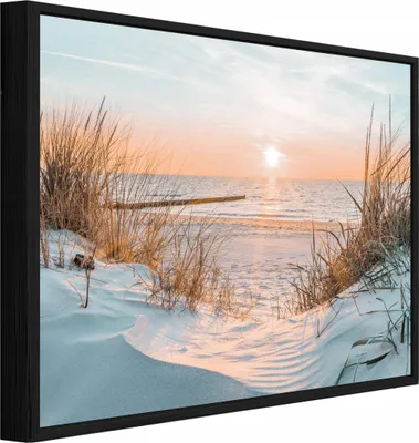 Produktbild von Bilder mit Rahmen Strand Meer Natur - 120x80 cm - Wandbilder Wohnzimmer Schlafzimmer - Leinwand Bilder mit Rahmen Beige - PPR14021O20