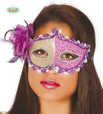Produktbild von verführerische lila Maske mit Blume für Damen