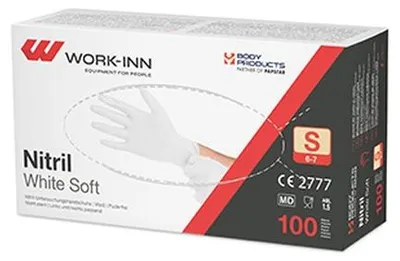 Produktbild von 1000 "WORK-INN/PS" Handschuhe Nitril puderfrei "White Soft" weiss Größe: S
