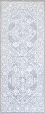 Produktbild von Teppich Wohnzimmer Schlafzimmer - 80x200 cm - Kurzflor - Waschbar - Anti-Rutsch Rückseite - Graue Läufer