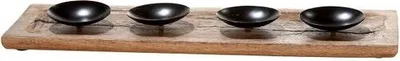 Produktbild von Gilde Kerzentablett "Rustik" natur, für 4 Kerzen Kerzenteller D 7,5cm H: 2 cm B: 46 cm Tiefe: 15 cm 23033