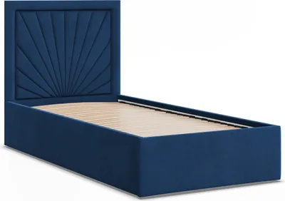 Produktbild von Polsterbett 90x200 VASTO ohne Bettkasten mit Holzlattenrost, Einzelbett mit Kopfteil Blau