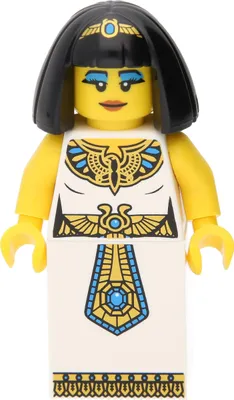 A Lego minifigure of an Egyptian pharaoh.