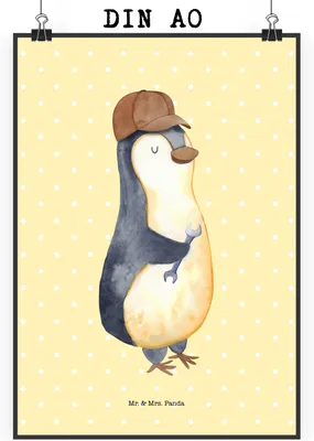 Produktbild von Mr. & Mrs. Panda Bild Wenn Papa es nicht reparieren kann, sind wir am Arsch DIN A0 - Gelb Pastell - Geschenk, wanddeko, drucke, Pinguin, Vater, Dad Bester, Vatertag