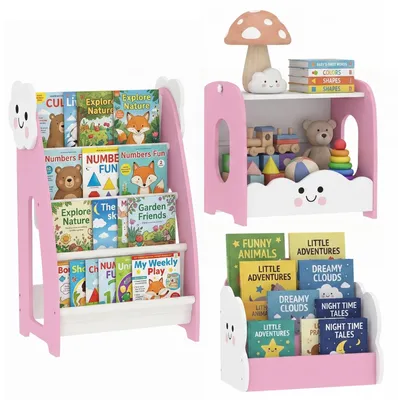 Produktbild von 3 in 1 Kinderregal mit Spielzeugaufbewahrung Modularer Bücherregal, für Kinderzimmer