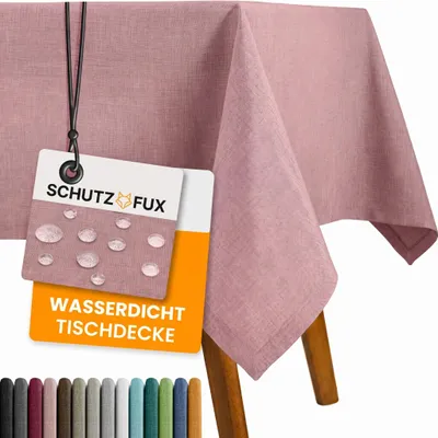 Tafelkleid rechteckig 135x180 cm, wasserdicht, Linnenlook, altrosa