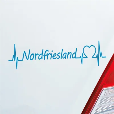 Produktbild von Auto Aufkleber Nordfriesland Puls Herzschlag mit Ferien Region Motiv 19x5 cm Hellblau Sticker Heckscheibenaufkleber