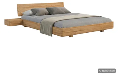 Produktbild von Schwebebett aus massivem Eichenholz Visby LENA, mit Nachttische / 180 × 200 cm