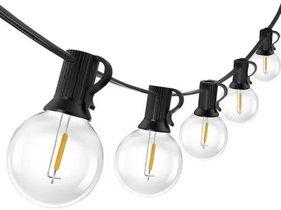 Obrázek produktu pro Světelný řetěz s 50 LED diodami, délka 25 m, pro venkovní použití – osvětlení zahrady – osvětlení terasy, teplé bílé světlo
