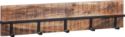 Produktbild von Garderobenleiste - Braun - Schwarz - Mangoholz massiv - Metall - mit 5 Haken
