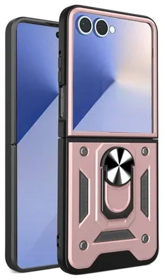 Image de Coque pour Samsung Galaxy Z Flip 7, Protection Antichoc Anti-Rayures Rigide avec Anneau - Rose
