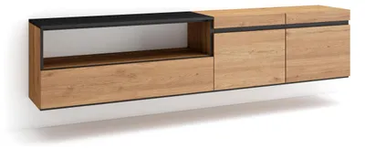 TV-Möbel Lowboard 200x45x35 cm hängend Eiche/Schwarz