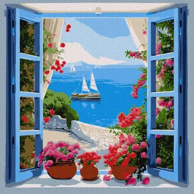 Image de Peinture par numéros - Paysage marin 40 x 40 cm - Ideyka