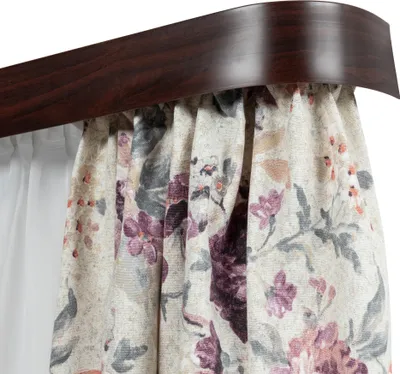Produktbild von SN Deco - Vorhangschiene SH Set 1-läufig schwarz 540cm, mit Endbögen, Gardinenschiene, vorgebohrt, m. Blende Mahagoni 5cm, Komplettes Zubehör und Röllchen